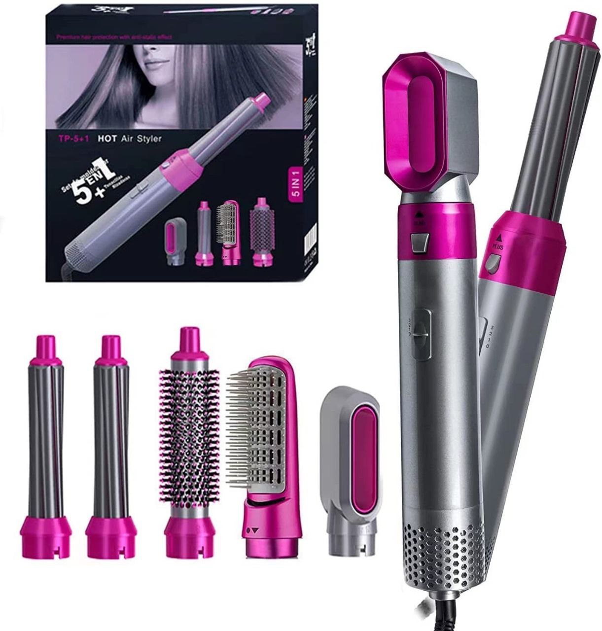 5-in-1 High-Speed Hair Dryer Brush | Fast Drying, Frizz-Free Styling with Auto-Wrap Curlers – Multi-Functional Hair Styler for All Hair Types