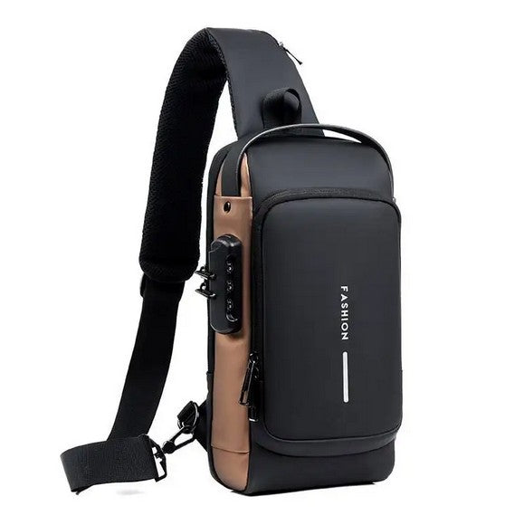 Anti-Theft Crossbody Chest Bag for Men | USB Charging Port | Single Shoulder Sling Backpack – Urban Style Meets Functionality