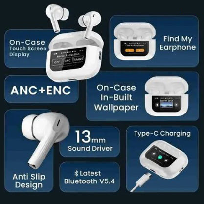 Wireless Earbuds with LED Display | Bluetooth 5.3 | Fast Charging | Noise Cancellation | 30H Playtime