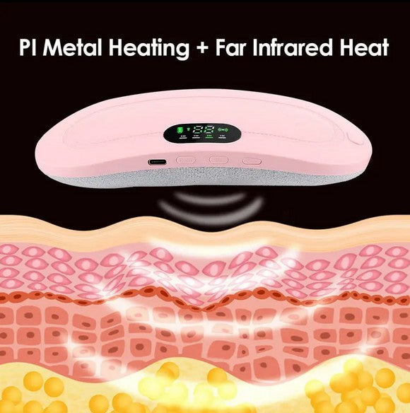 Wireless Menstrual Heating Pad for Cramps Relief | 3 Heat Levels + 4 Vibration Modes | USB Rechargeable | Adjustable Belt | Gift for Women.