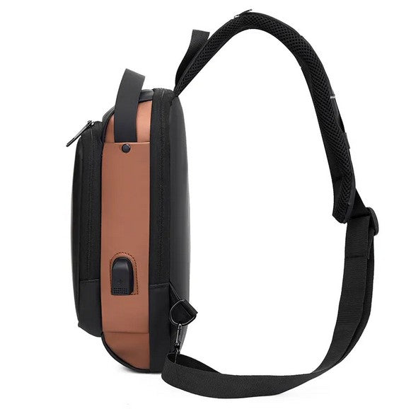 Anti-Theft Crossbody Chest Bag for Men | USB Charging Port | Single Shoulder Sling Backpack – Urban Style Meets Functionality