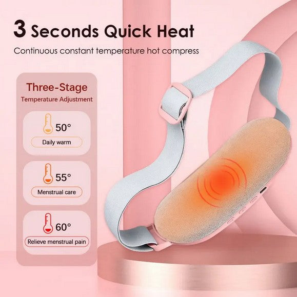 Wireless Menstrual Heating Pad for Cramps Relief | 3 Heat Levels + 4 Vibration Modes | USB Rechargeable | Adjustable Belt | Gift for Women.