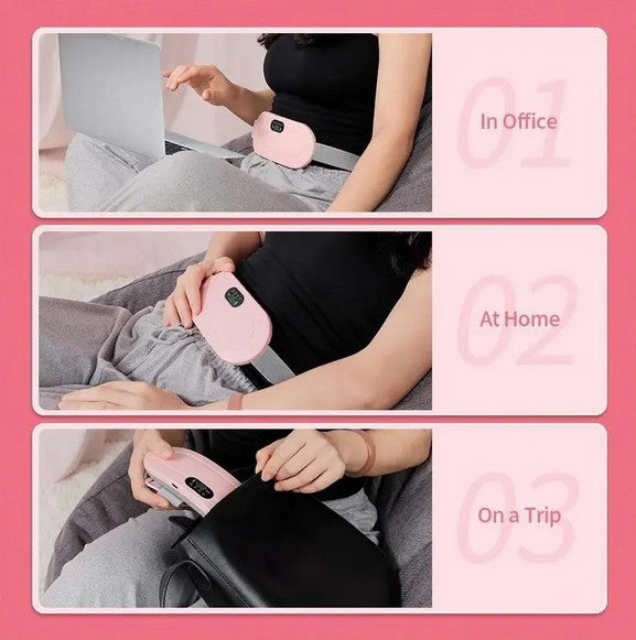 Wireless Menstrual Heating Pad for Cramps Relief | 3 Heat Levels + 4 Vibration Modes | USB Rechargeable | Adjustable Belt | Gift for Women.
