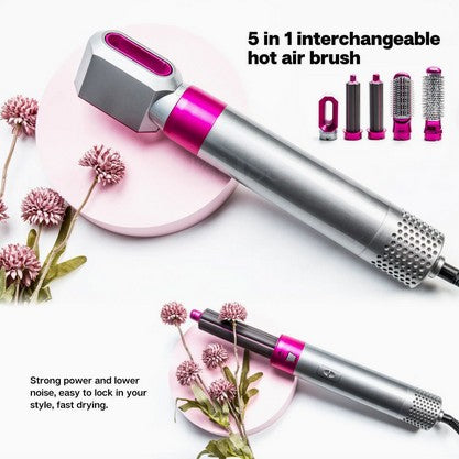 5-in-1 High-Speed Hair Dryer Brush | Fast Drying, Frizz-Free Styling with Auto-Wrap Curlers – Multi-Functional Hair Styler for All Hair Types