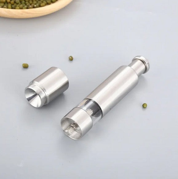 Premium One-Handed Salt & Pepper Grinder Set | Stainless Steel + Acrylic Stand | Gift-Ready Box