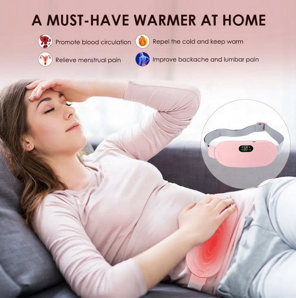 Wireless Menstrual Heating Pad for Cramps Relief | 3 Heat Levels + 4 Vibration Modes | USB Rechargeable | Adjustable Belt | Gift for Women.